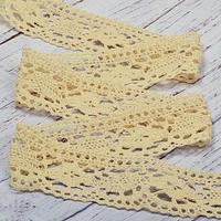 Тесьма вязаная рис 60.01.023, 60 мм, кремовый, лен