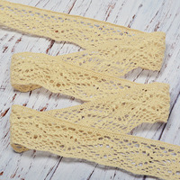 Кружево вязаное 42 01 081 , 40 мм, молочный, лен