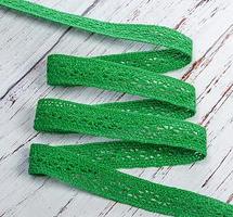 Тесьма вязаная рис 15 01 099, 15 мм, травяной зеленый, лен