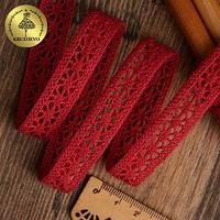 Тесьма вязаная рис.15.01.099, 15 мм, бордовый, лен