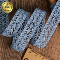 Тесьма вязаная рис.15.01.099, 15 мм, голубой, лен