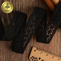 Тесьма вязаная рис 15.01.099, 15 мм, черный, лен