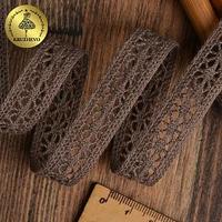 Тесьма вязаная рис 15.01.099, 15 мм, темный какао, лен