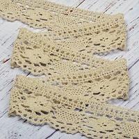 Тесьма вязаная рис 60.01.023, 60 мм, темный какао, лен