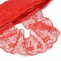 Кружево капроновое, 65 мм, красный