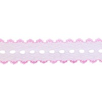 Кружево-трикотаж, 33 мм, белый, перламутровый, розовый