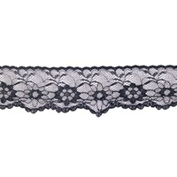 Кружево-трикотаж, 35 мм, 728 черный