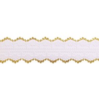 Кружево-трикотаж с люрексом, 30 мм, 168-2 белый, золото