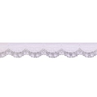 Кружево-трикотаж с люрексом, 25 мм, 076 белый, серебро