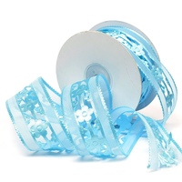 Лента декоративная с резным цветком в центре, 40 мм, голубой