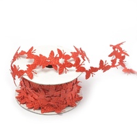 Лента декоративная фигурная "Бабочки" 20 мм, красный