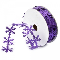Лента декоративная фигурная "Снежинка" 25 мм, фиолетовый