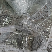 Тесьма с пайетками, 35 мм, серебро, белый