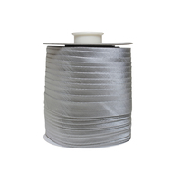 Косая бейка атласная, 15 мм, серебро