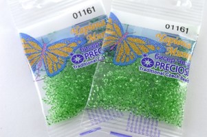 Бисер чешский Preciosa, цв.01161 зеленый, 10/0, круглый прозрачный, 5 гр