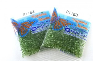 Бисер чешский Preciosa, цв.01163 зеленый, 10/0, круглый прозрачный, 5 гр