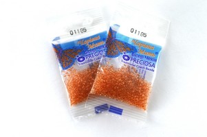 Бисер чешский Preciosa, цв.01185 оранжевый, 10/0, круглый прозрачный, 5 гр