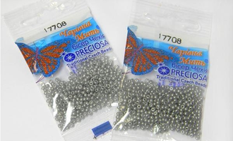 Бисер чешский Preciosa, цв.17708 серый, 10/0, круглый непрозрачный алебастр, 5 гр