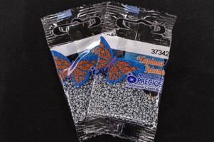 Бисер чешский Preciosa, цв.37342 серый, 10/0, круглый непрозрачный жемчуг радужный, 5 г