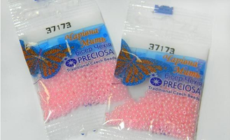 Бисер чешский Preciosa, цв.37173 розовый, 10/0, круглый непрозрачный жемчуг радужный, 5 г