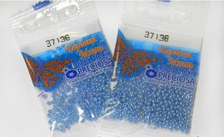 Бисер чешский Preciosa, цв.37136 голубой, 10/0, круглый непрозрачный жемчуг радужный, 5 гр