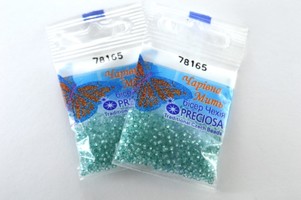 Бисер чешский Preciosa, цв.78165 бирюзовый, 10/0, круглый прозрачный серебряная линия внутри, 5 гр
