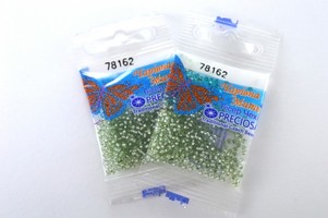 Бисер чешский Preciosa, цв.78162 зеленый, 10/0, круглый прозрачный серебряная линия внутри, 5 гр