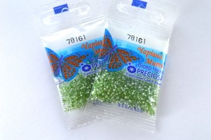 Бисер чешский Preciosa, цв.78161 зеленый, 10/0, круглый прозрачный серебряная линия внутри, 5 гр