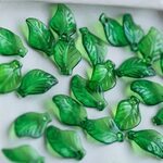 Бусины-листья пластиковые прозрачные "Листик3" d=12Х20 мм, зеленый
