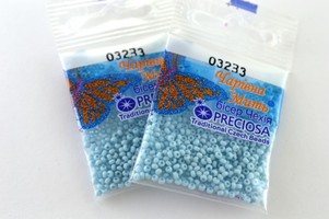 Бисер чешский Preciosa, цв.03233 голубой, 10/0, круглый непрозрачный, 5 гр