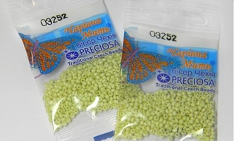 Бисер чешский Preciosa, цв.03252 салатовый, 10/0, круглый непрозрачный, 5 гр