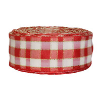 Лента декорат. "Шотландка", 30 мм, 3301 красно-белый с золотом