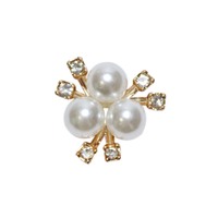 Кабошон для украшений 6 страз 3 жемчужины, золото