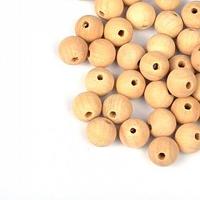 Бусы деревяннные круглые d=14 мм, натуральный