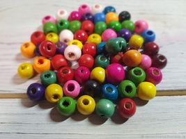 Бусины деревянные круглые, d=10мм, ассорти