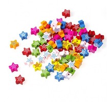 Бусины деревянные звезда, d=15мм, ассорти