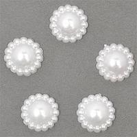 Полубусины пластик клеевые круг с окантовкой, d=12мм, белый