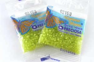 Бисер чешский Preciosa, цв.02153 салатовый, 10/0, круглый непрозрачный восковой, 5 гр