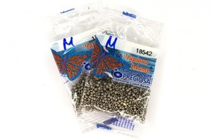 Бисер чешский Preciosa, цв.18542 серый металлик, 10/0, круглый непрозрачный матовый, 5 гр