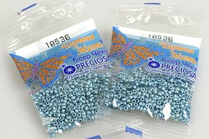 Бисер чешский Preciosa, цв.18536 голубой металлик, 10/0, круглый непрозрачный матовый, 5 гр