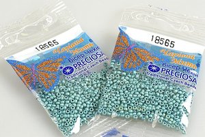 Бисер чешский Preciosa, цв.18565 бирюзовый металлик, 10/0, круглый непрозрачный матовый, 5 гр