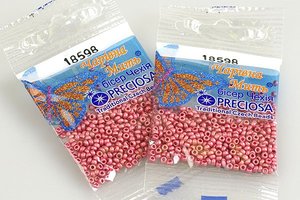 Бисер чешский Preciosa, цв.18598 розовый металлик, 10/0, круглый непрозрачный матовый, 5 гр