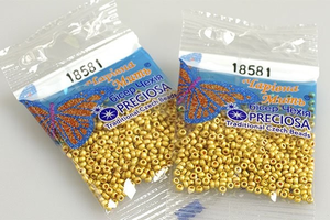 Бисер чешский Preciosa, цв.18581 золотой металлик, 10/0, круглый непрозрачный матовый, 5 гр