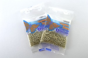 Бисер чешский Preciosa, цв.18503 серо-песочный металлик, 10/0, круглый непрозрачный матовый, 5 гр