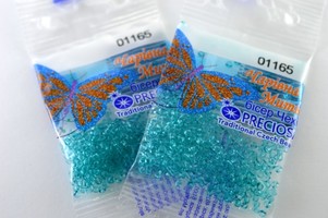 Бисер чешский Preciosa, цв.01165 бирюзовый, 10/0, круглый прозрачный, 5 гр