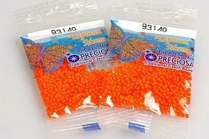 Бисер чешский Preciosa, цв.93140 оранжевый, 10/0, круглый непрозрачный, 5 гр