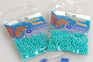 Бисер чешский Preciosa, цв.63130 бирюза, 10/0, круглый непрозрачный, 5 гр