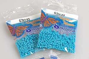 Бисер чешский Preciosa, цв.63030 голубой, 10/0, круглый непрозрачный, 5 гр