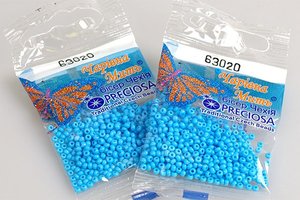 Бисер чешский Preciosa, цв.63020 голубой, 10/0, круглый непрозрачный, 5 гр