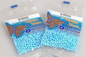 Бисер чешский Preciosa, цв.63000 голубой, 10/0, круглый непрозрачный, 5 гр